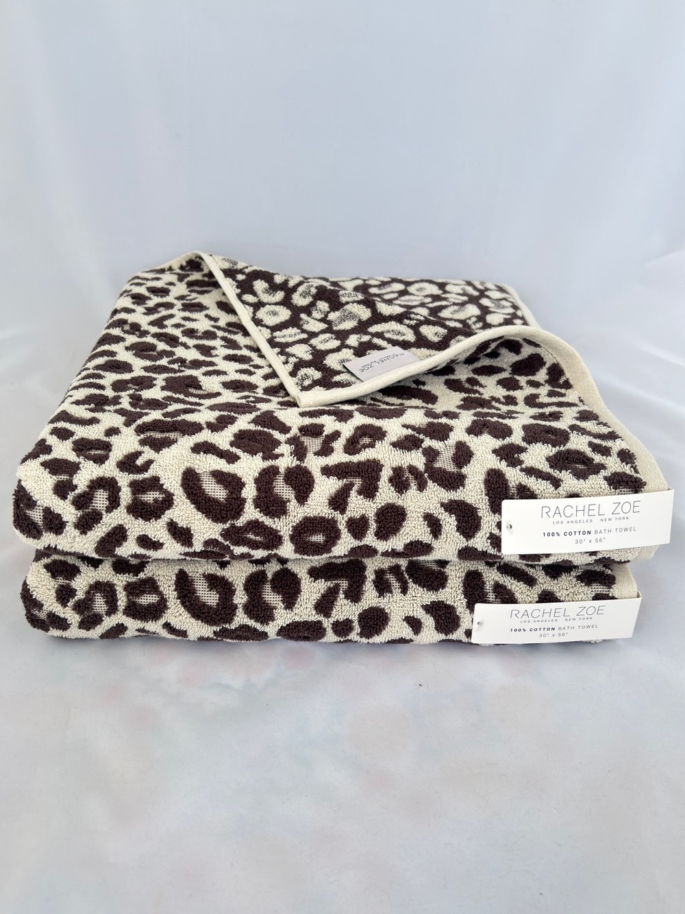 NWT Rachel Zoe Leopard Bath Towels Set of 2 Animal Cheetah Print MobWife